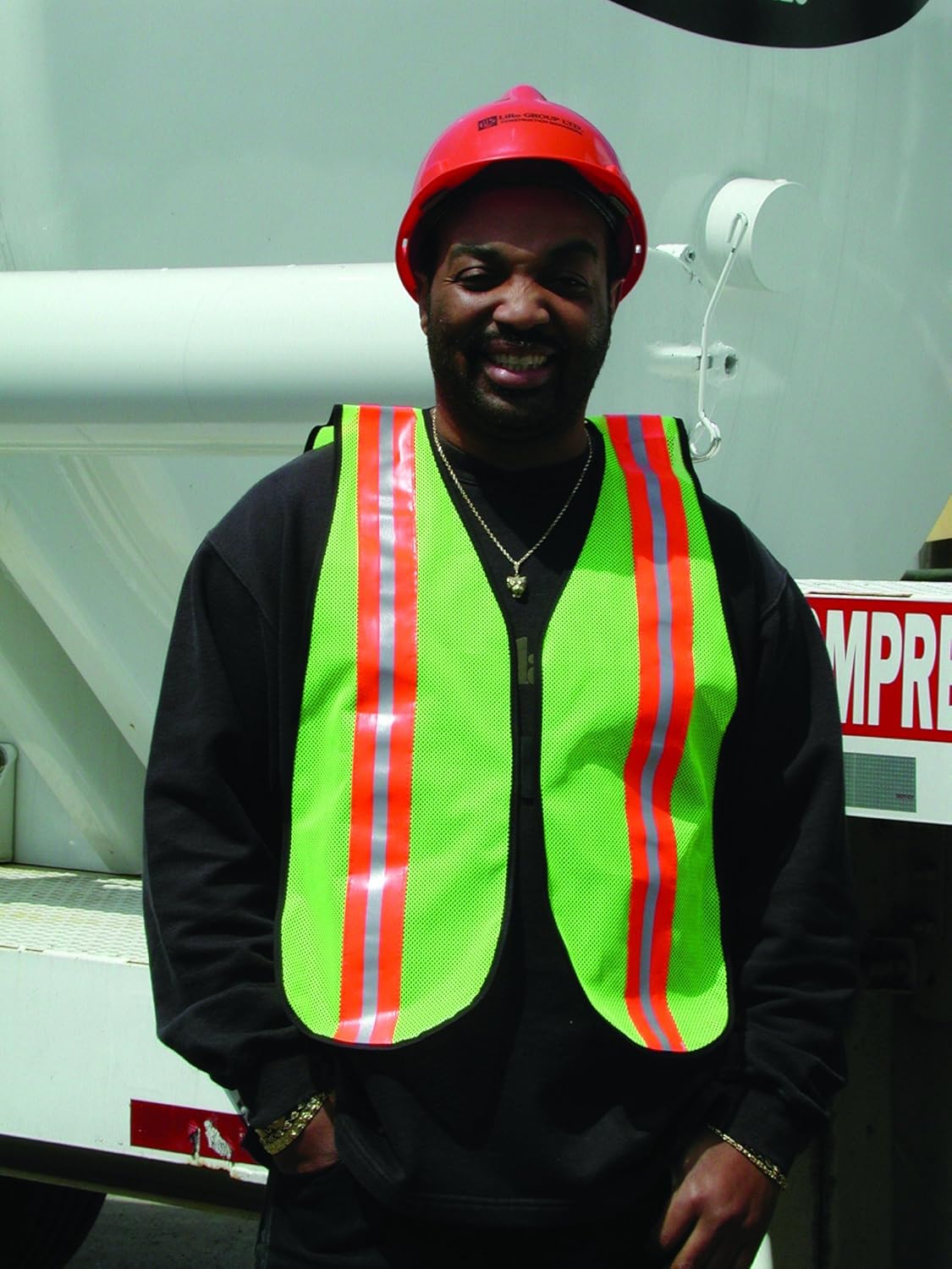 MCR SAFETY MCR Safety V200R Polyester Mesh General Purpose Safety Vest with 2-Inch Reflective Stripe Lime