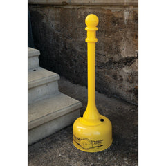 Eagle 1202 Galvanized Steel Poly Tube Cigarette Butt Receptacle, 2-1/2 Gallon Capacity, 35 Inch Height, 11 Inch Diameter, Yellow