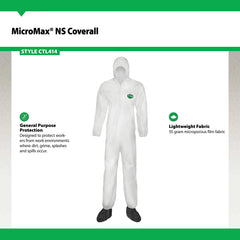 Lakeland CTL414-XL MicroMax NS Microporous General Purpose Coverall, X-Large, White