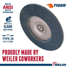 Weiler 50545 Tiger Disc Abrasive Flap Disc 80 Grit 7 Inch 5/8-11 UNC