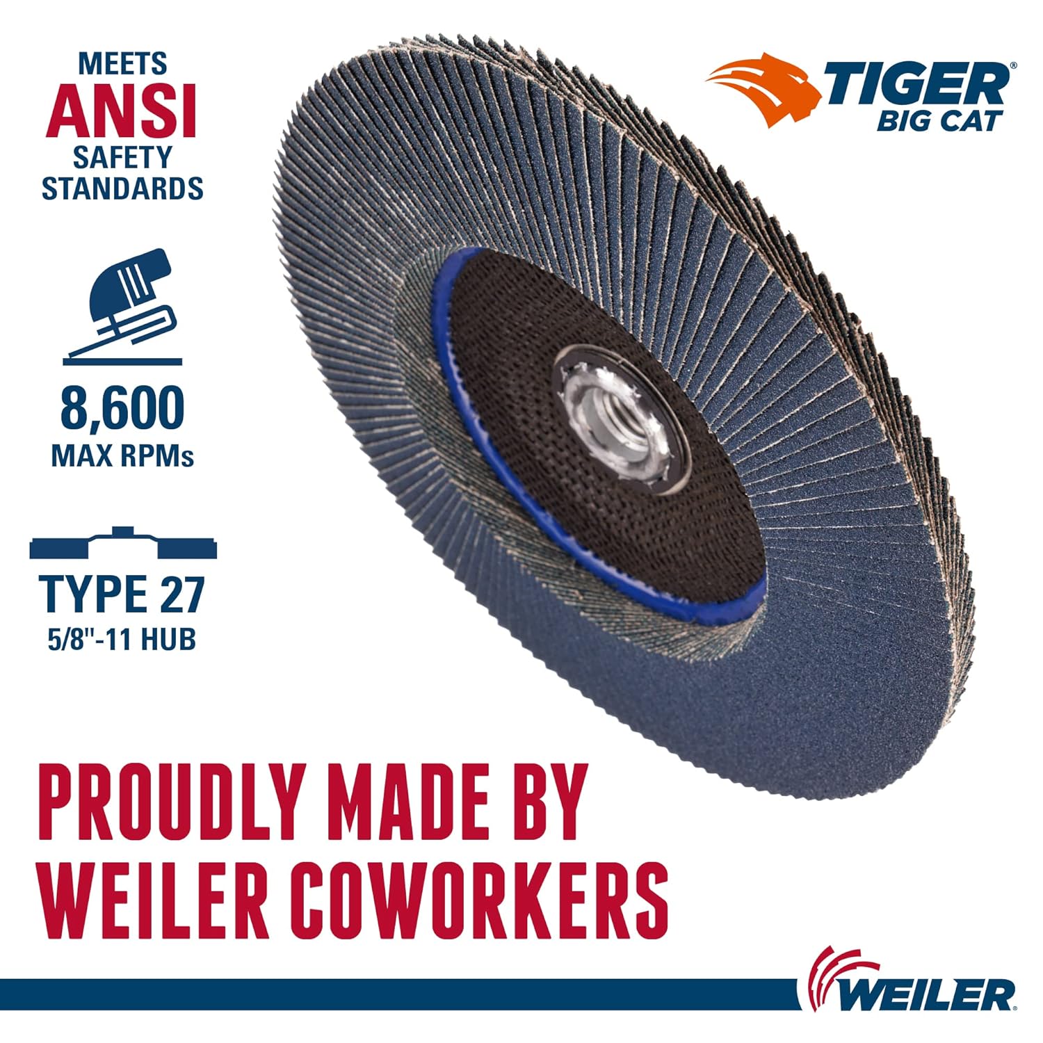 WEILER Weiler 50843 7 Inch Big Cat Abrasive Flap Disc Phenolic Backing 40 Grit