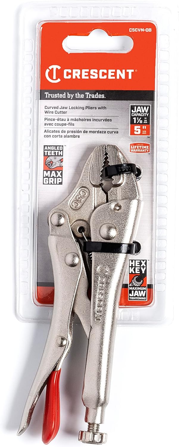 CRESCENT Crescent C5CVN-08 Curved Jaw Locking Pliers with Wire Cutter 5 Inch