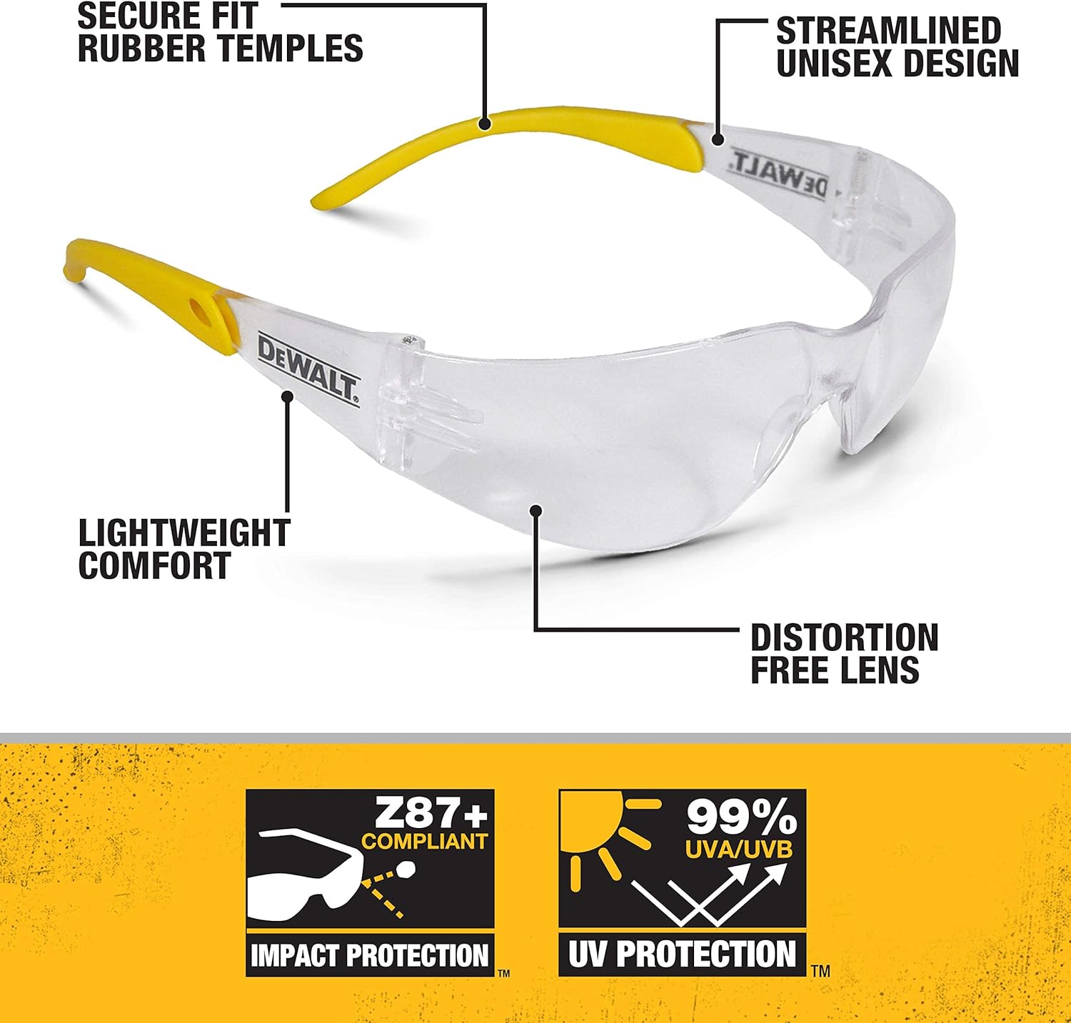 DEWALT DEWALT DPG54-1D Protector Clear High Performance Lightweight Protective Safety Glasses with Wraparound Frame