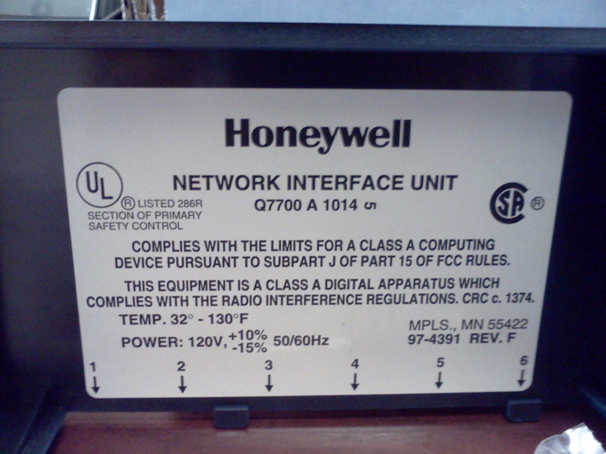 HONEYWELL Honeywell Q7700A 1014 Network Interface Unit