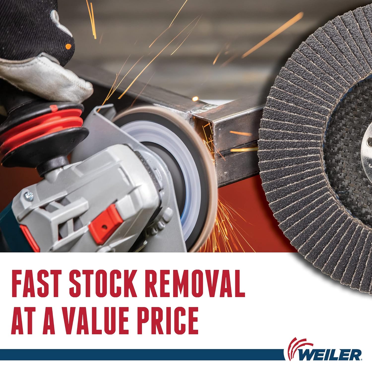 WEILER Weiler 31343 Wolverine 4-1/2 x 7/8 Arbor Hole Abrasive Flap Disc 40 Grit Zirconia Alumina Bevel Type 29 Phenolic Backing Standard Density