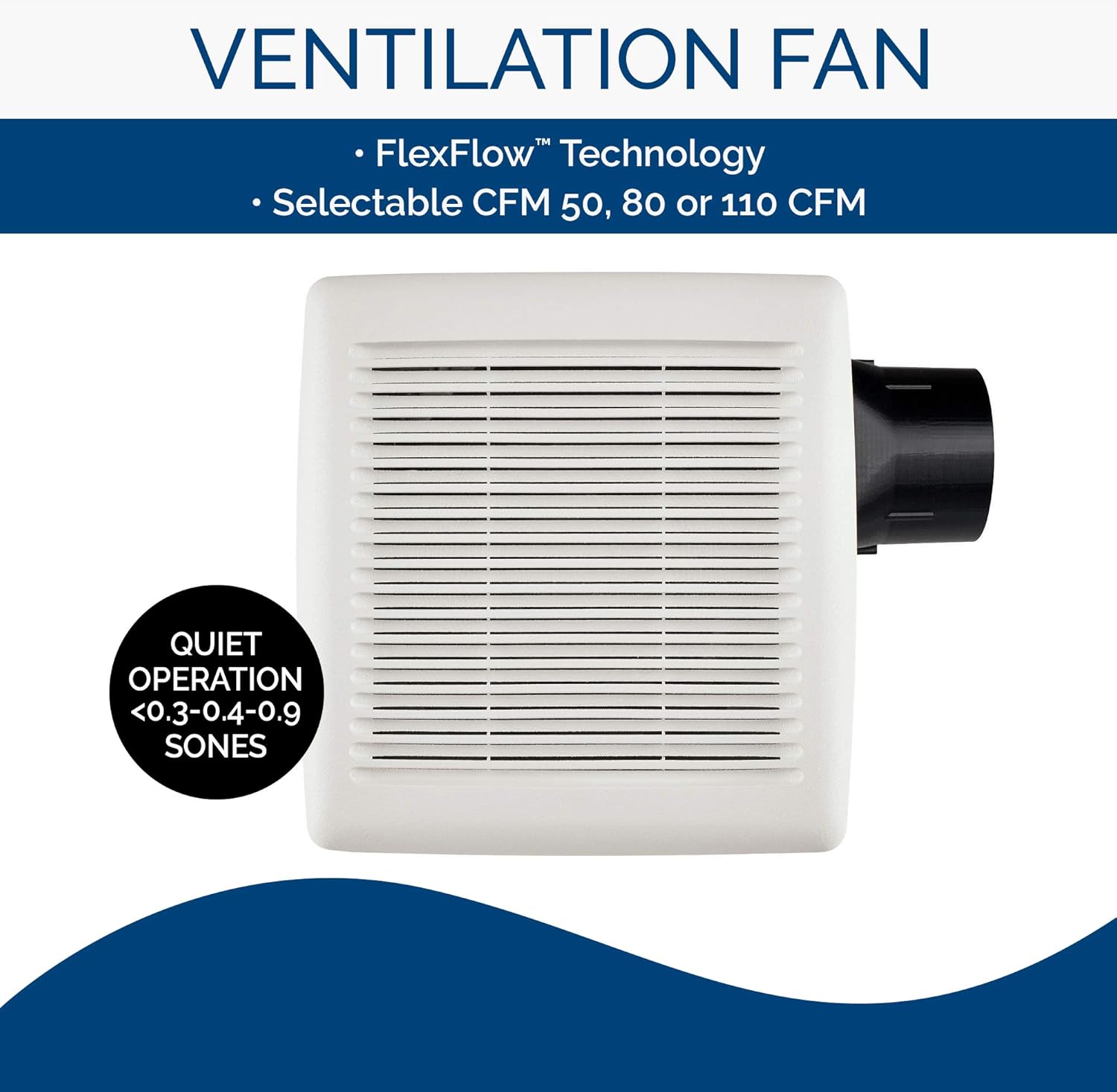 BROAN-NUTONE Broan-NuTone AE50110DC Flex DC Series Energy Star Certified Bathroom Ventilation Fan, Medium, White
