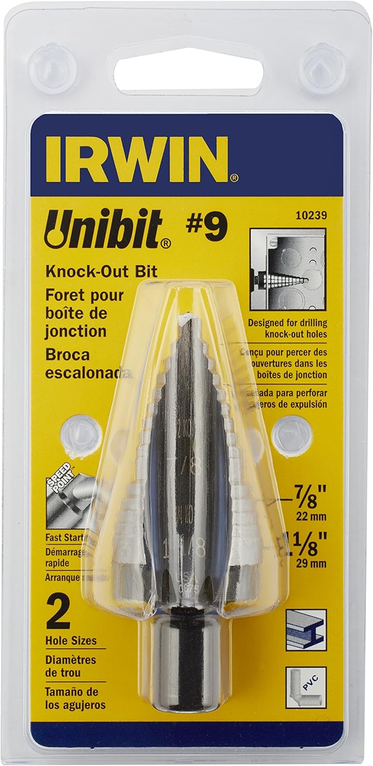 IRWIN IRWIN 10239 Unibit Step-Drill Bit 7/8-Inch and 1-1/8-Inch 1/2-Inch Shank