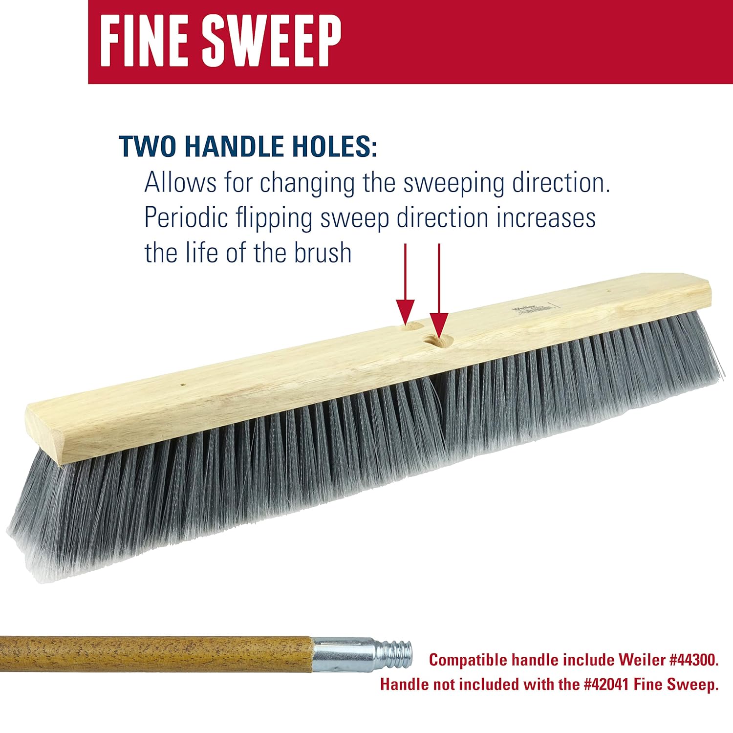 WEILER Weiler 42042 24 in Fine Sweep Floor Brush Flagged Silver Polystyrene Fill