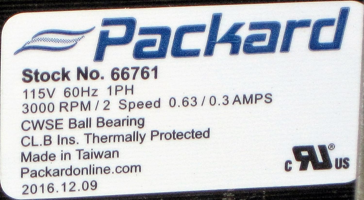 PACKARD Packard 66761 Draft Inducer Motor 115V 8.5MHP Replacement for Carrier