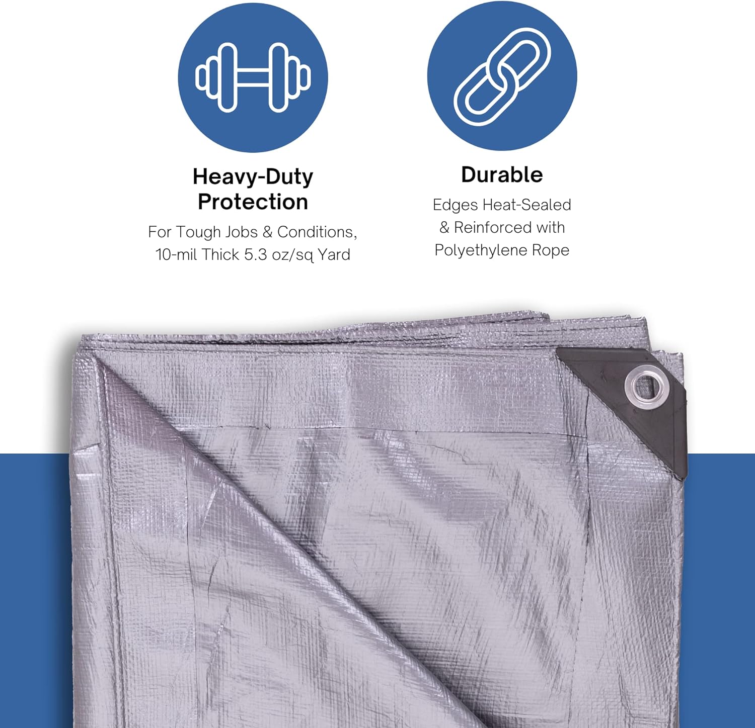 KOTAP Kotap TRS2020 Heavy-Duty Protection/Coverage Tarp 20 x 20 Ft. Silver 10-mil