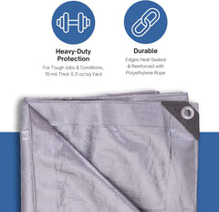 Kotap TRS2020 Heavy-Duty Protection/Coverage Tarp 20 x 20 Ft. Silver 10-mil
