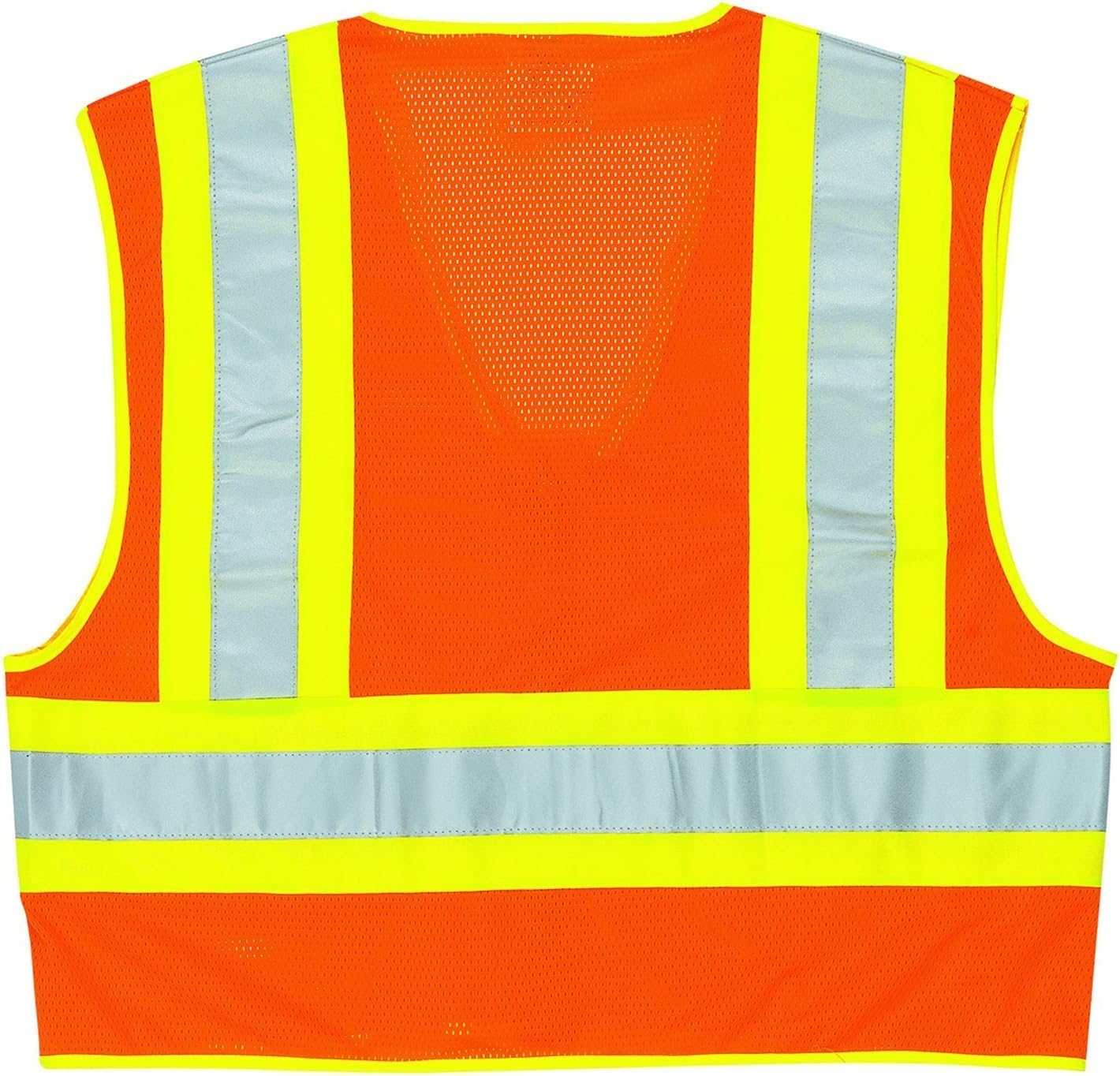 MCR SAFETY MCR Safety WCCL2OX4 Class 2 Polyester Mesh Safety Vest with 3M Scotchlite 4-1/2-Inch Yellow/Silver Reflective Stripe, Fluorescent Orange, 4X-Large