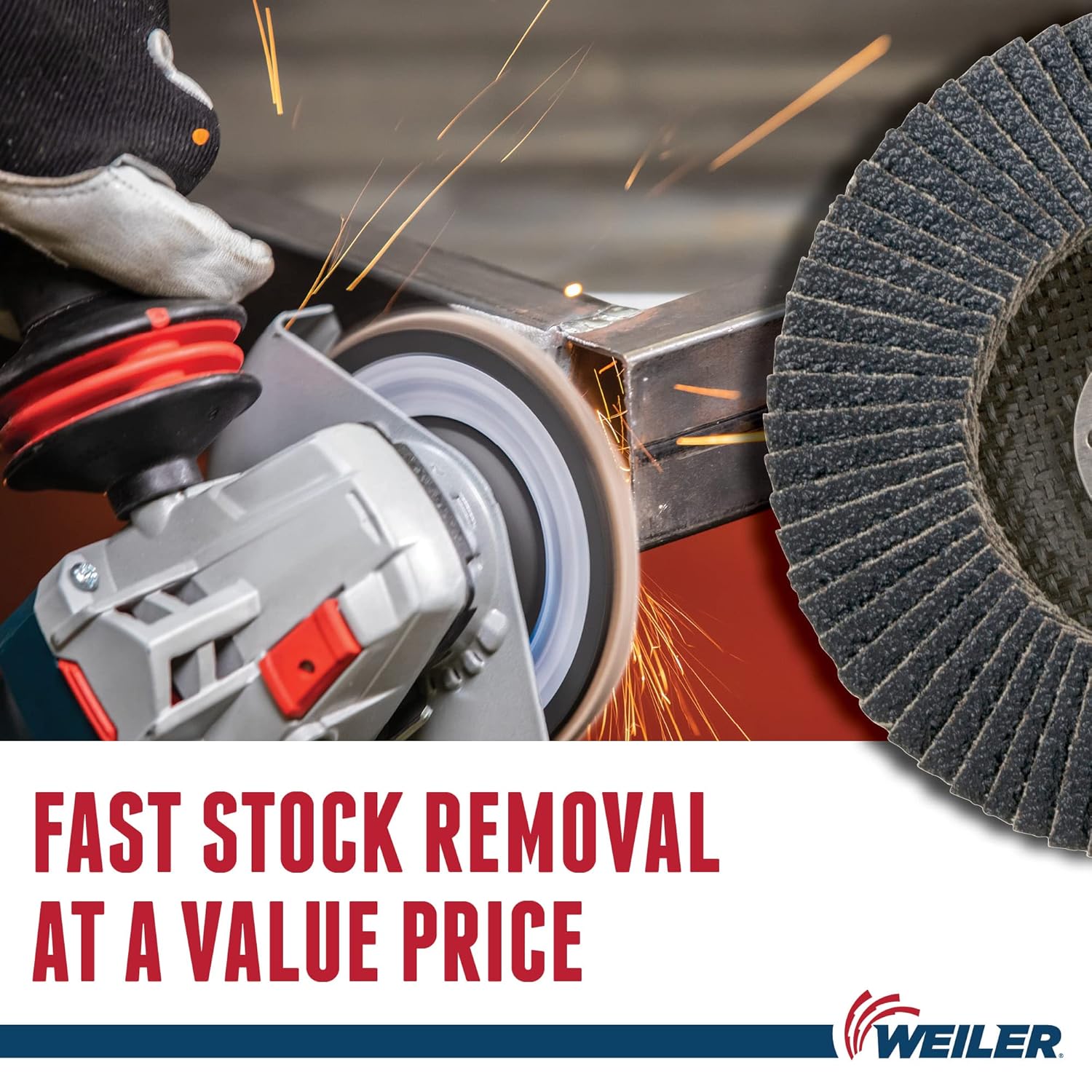 WEILER Weiler 31355 Wolverine 5 x 7/8 Arbor Hole Abrasive Flap Disc, 36 Grit Zirconia Alumina, Bevel Type 29, Phenolic Backing, Standard Density