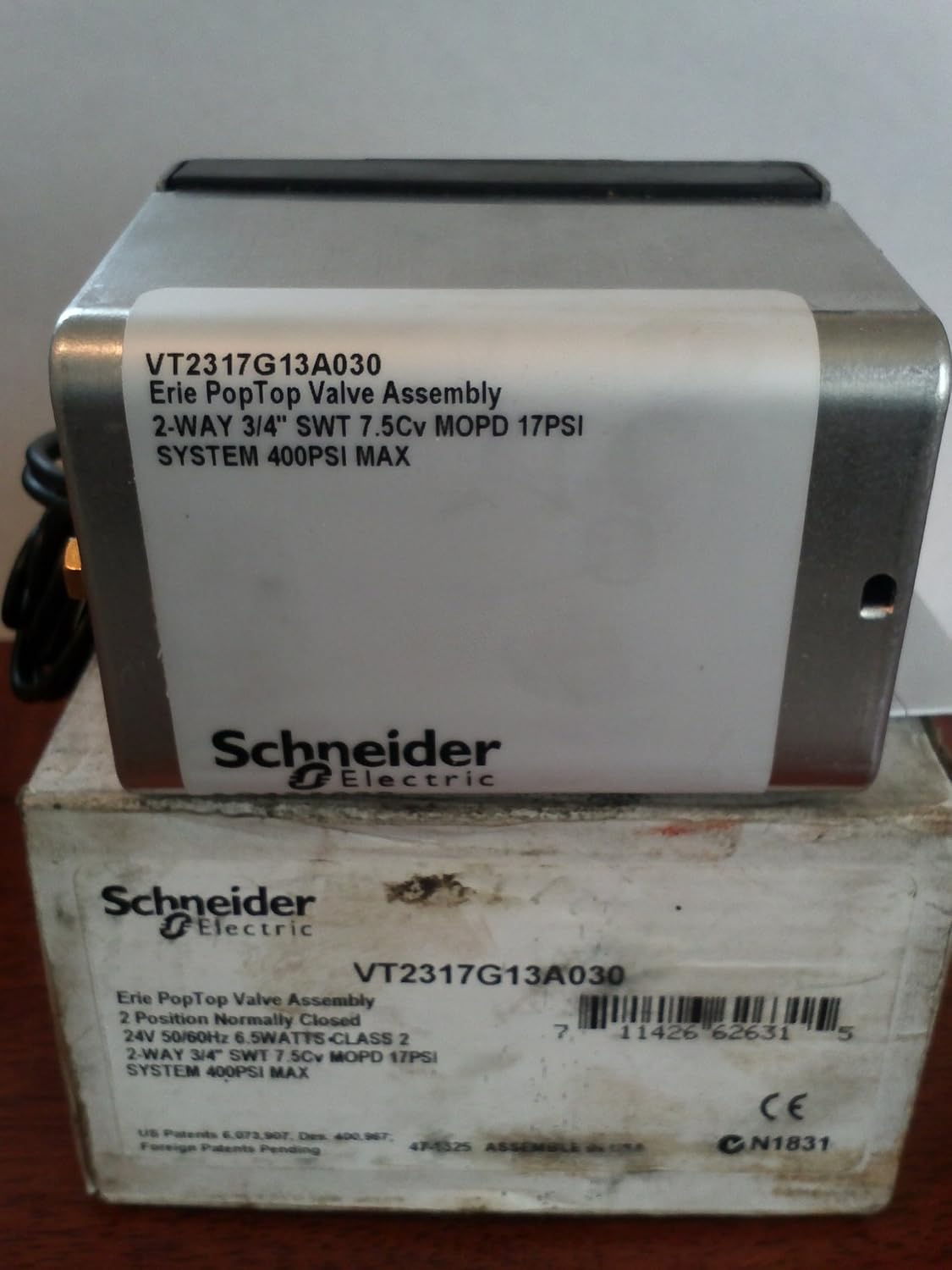 SCHNEIDER ELECTRIC Erie VT2317G13A030 Controls Part Number 24v 3/4 Sweat 2-Way N.C. Zone Valve