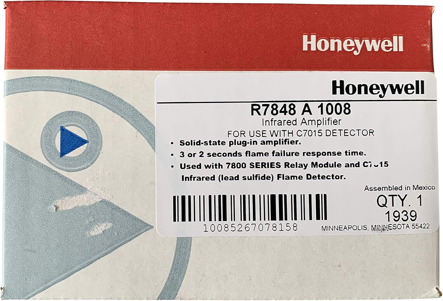 HONEYWELL Honeywell R7848A1008 Flame Amplifier Infrared for The 7800 Series Relay Modules