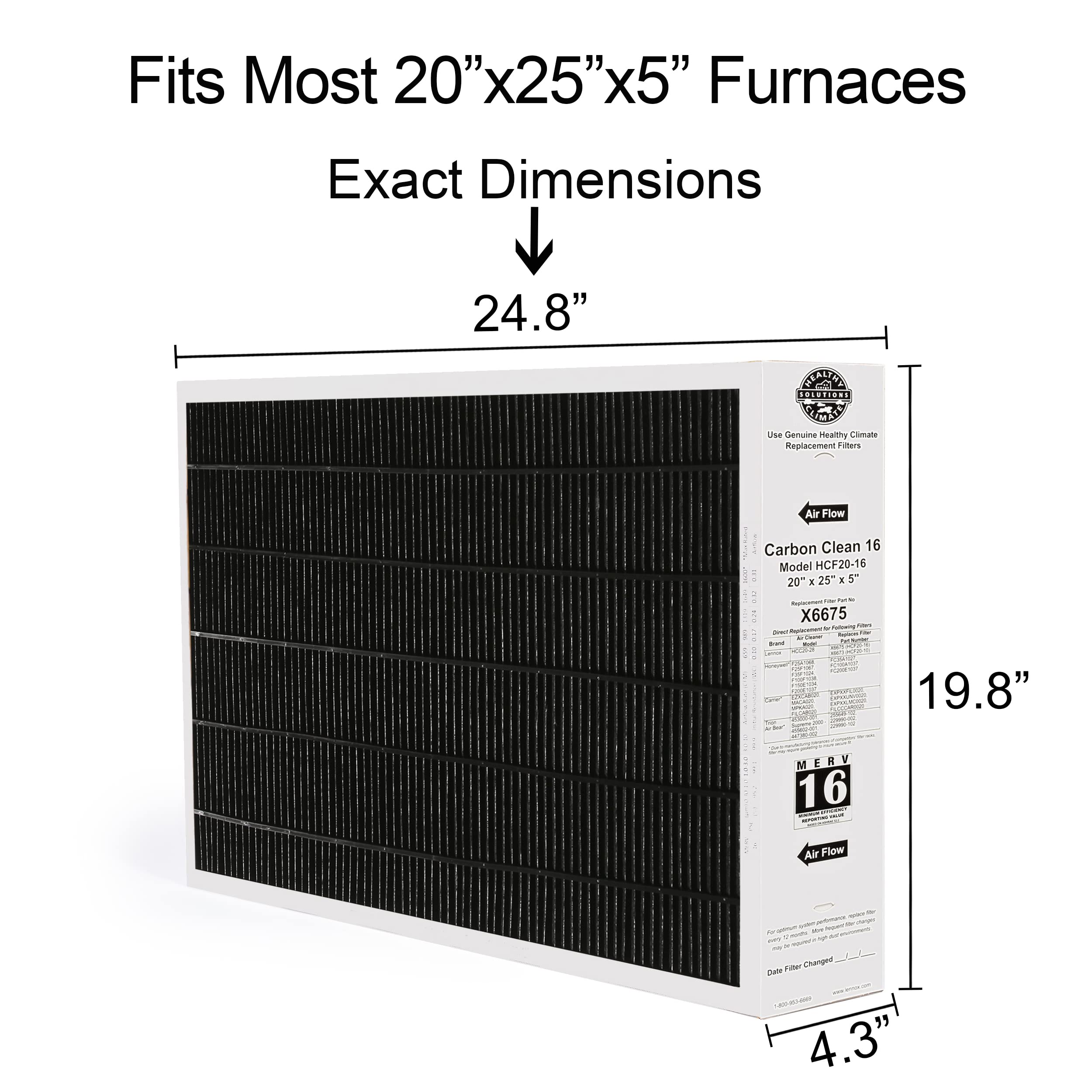 LENNOX Lennox X6675 MERV 16 Media Air Cleaner Filter HCC20-28 1 Pack Replacement X6675