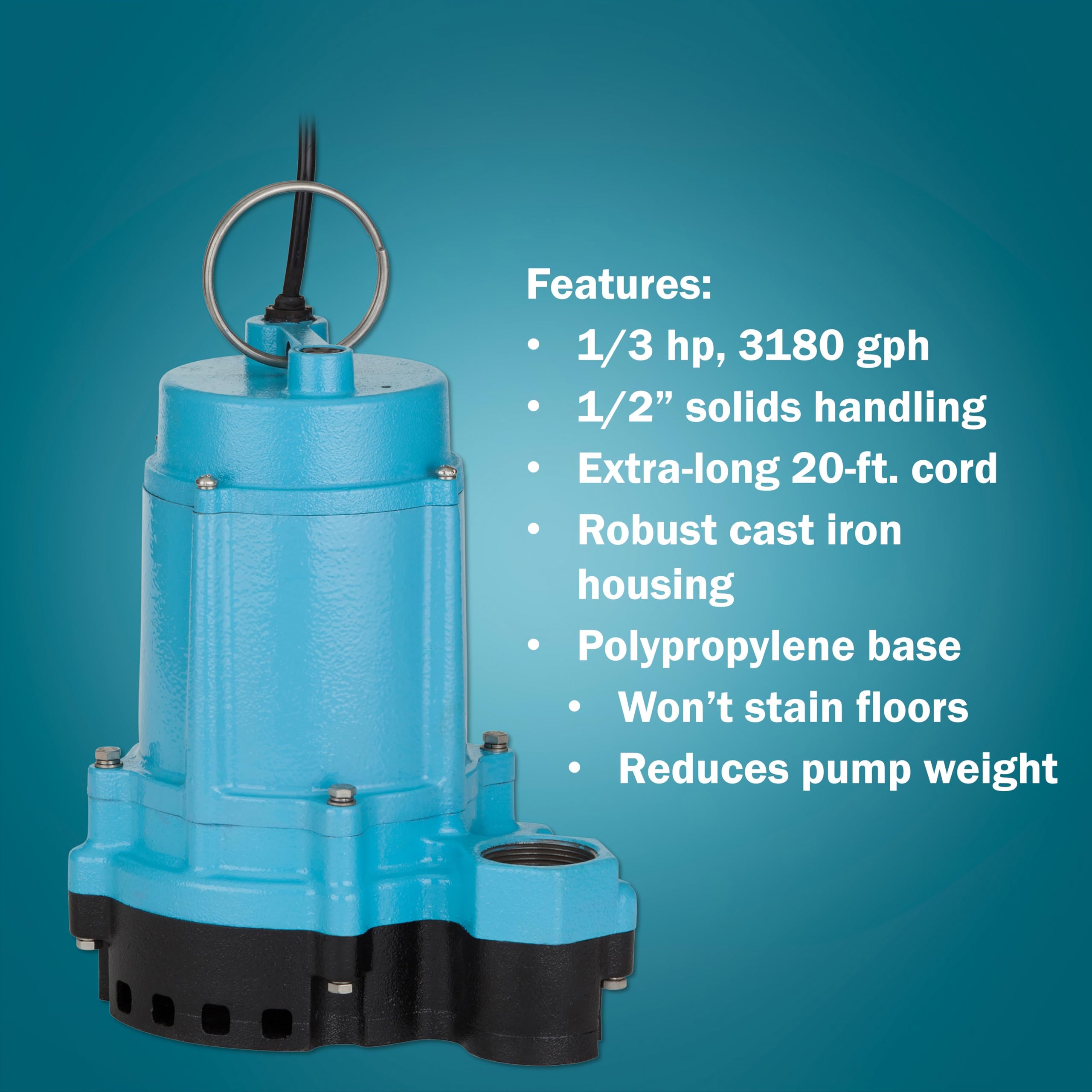 LITTLE GIANT Little Giant 506802 6EC Series Manual Plastic Base Sump Pump 1/3 HP
