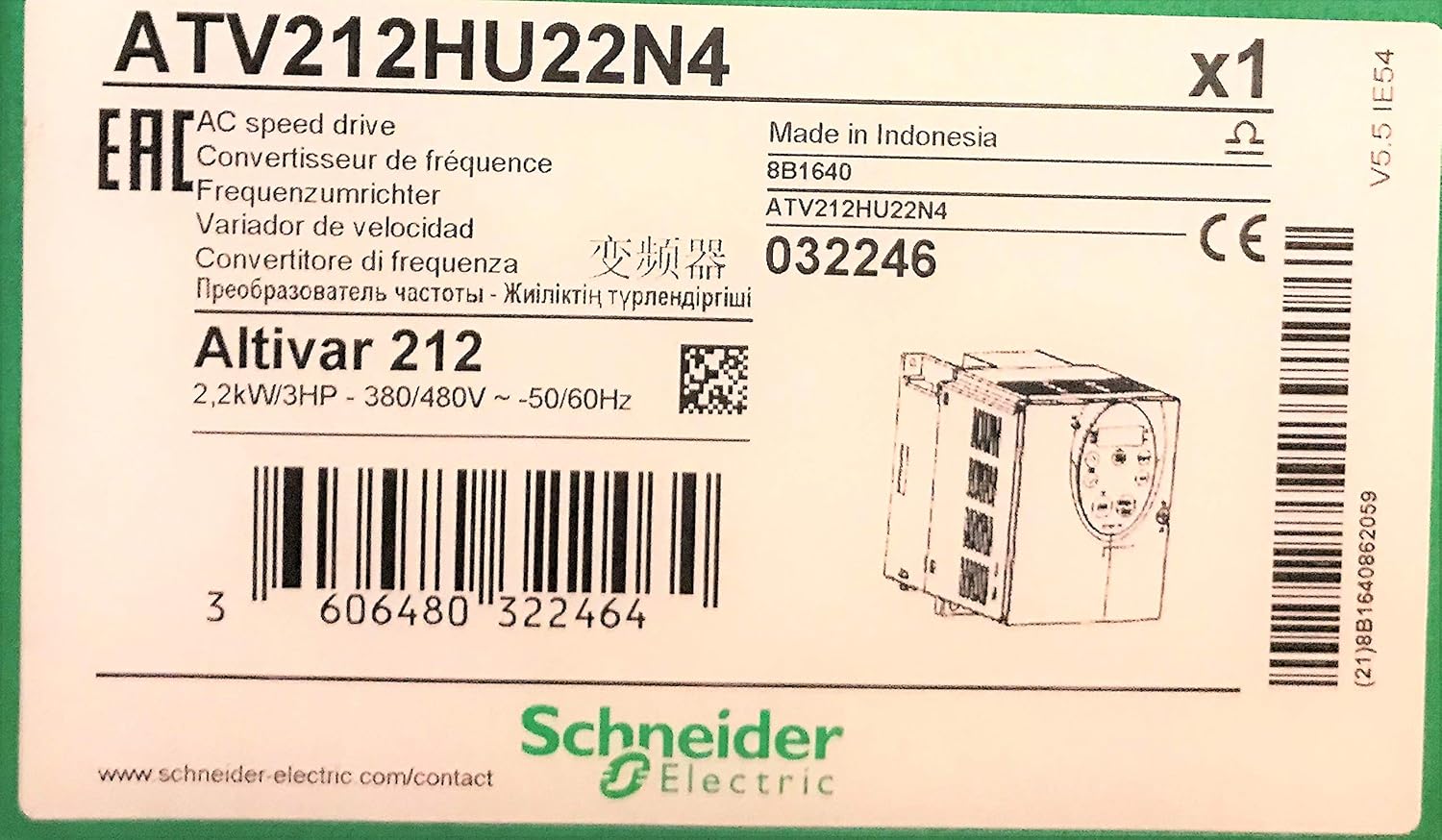 SCHNEIDER ELECTRIC ATV212HU22N4 VARIABLE SPEED MOTORS