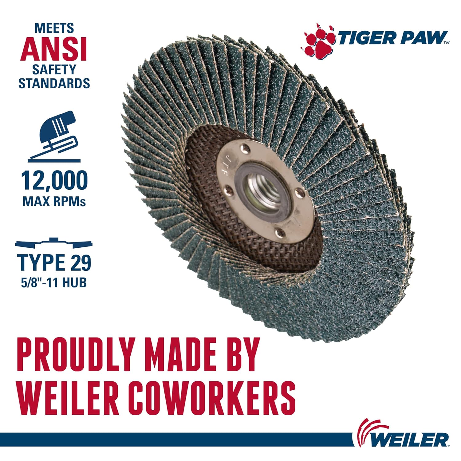 WEILER Weiler 51153 Tiger Paw Abrasive Flap Disc 36Z 5/8-11 UNC Pack of 10