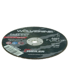Weiler 56061 Wolverine Flat Type 1 Cutting Wheel 3 in Dia .035 Thick 1/4 Arbor 60 Grit