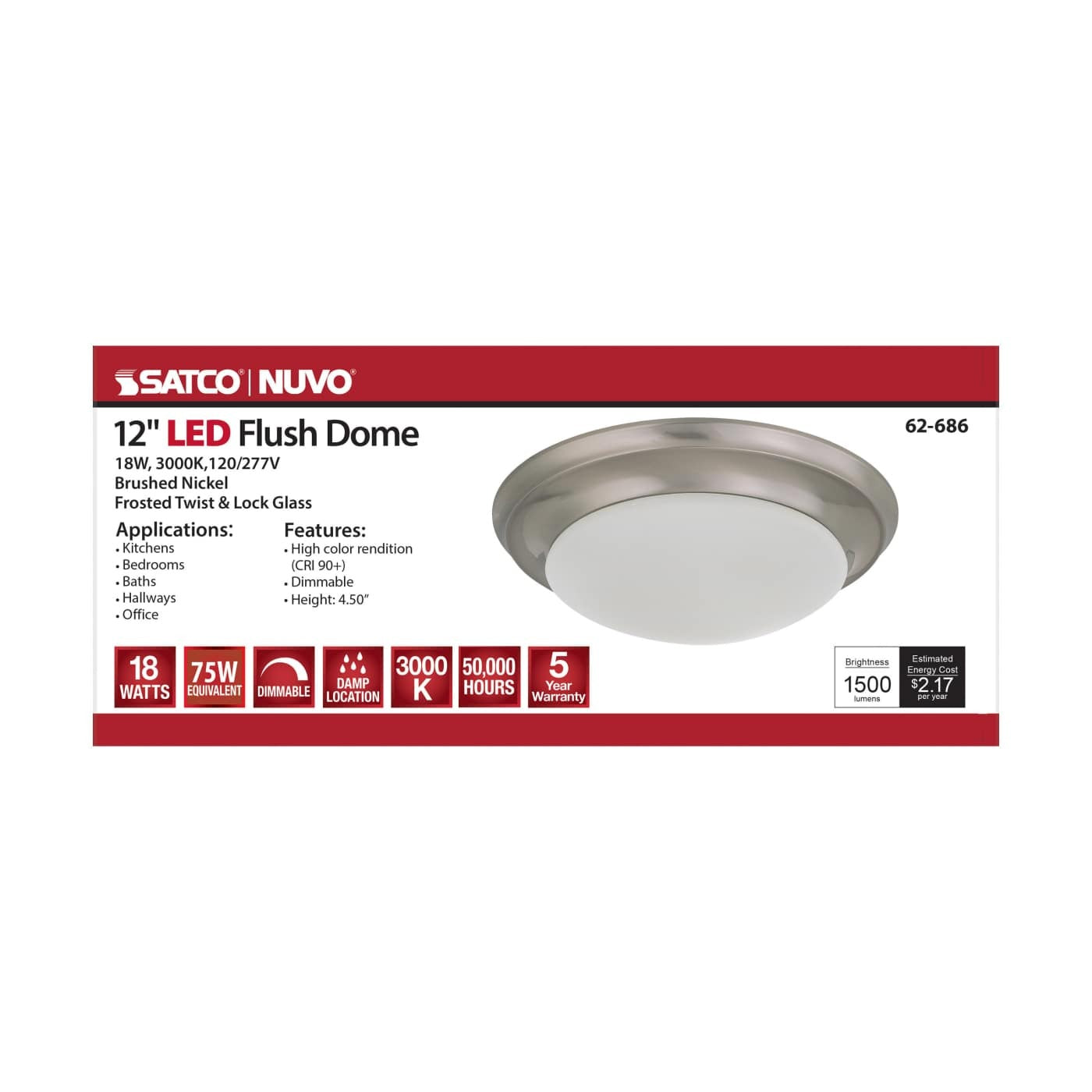 SATCO-NUVO Satco-Nuvo 62/686 LED Twist & Lock Flush Mount 18W (12 in) 20415369