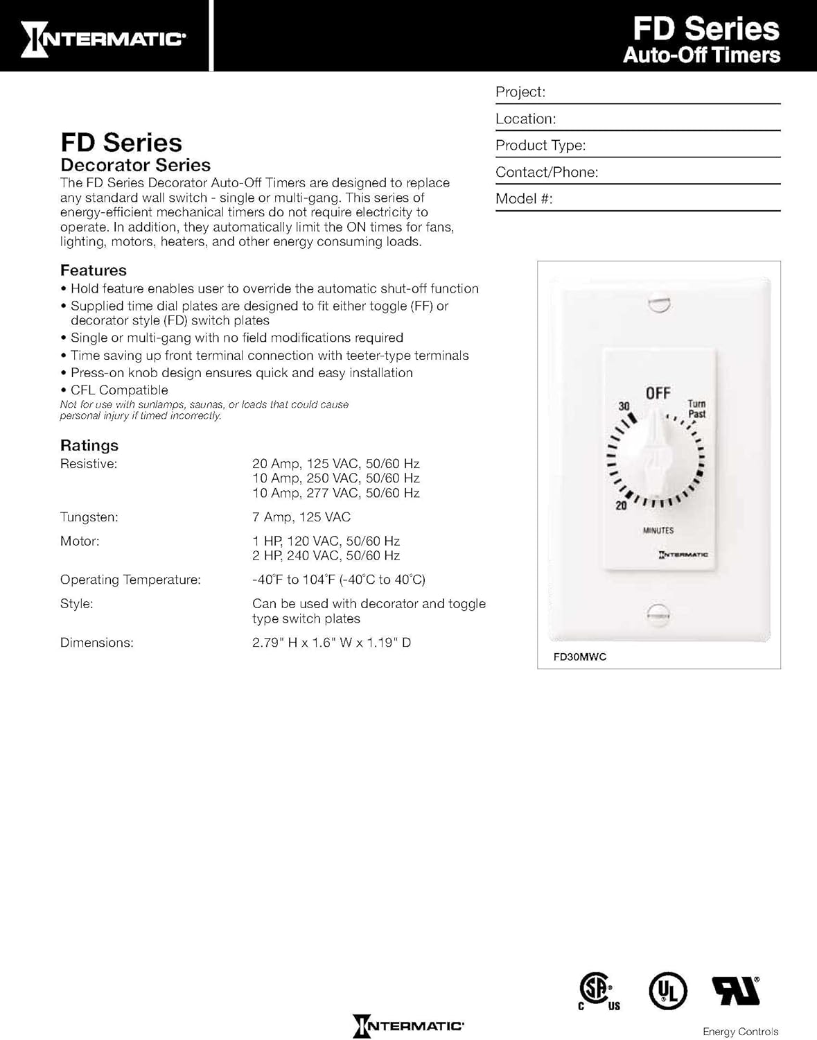 INTERMATIC Intermatic FD12HC 12-Hour Spring-Loaded Wall Timer for Lights and Fans, Ivory