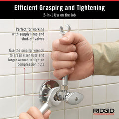 RIDGID 27023 Model 2002 One Stop 2-in-1 Wrench for Angle Stops, Straight Stops, Compression Couplings
