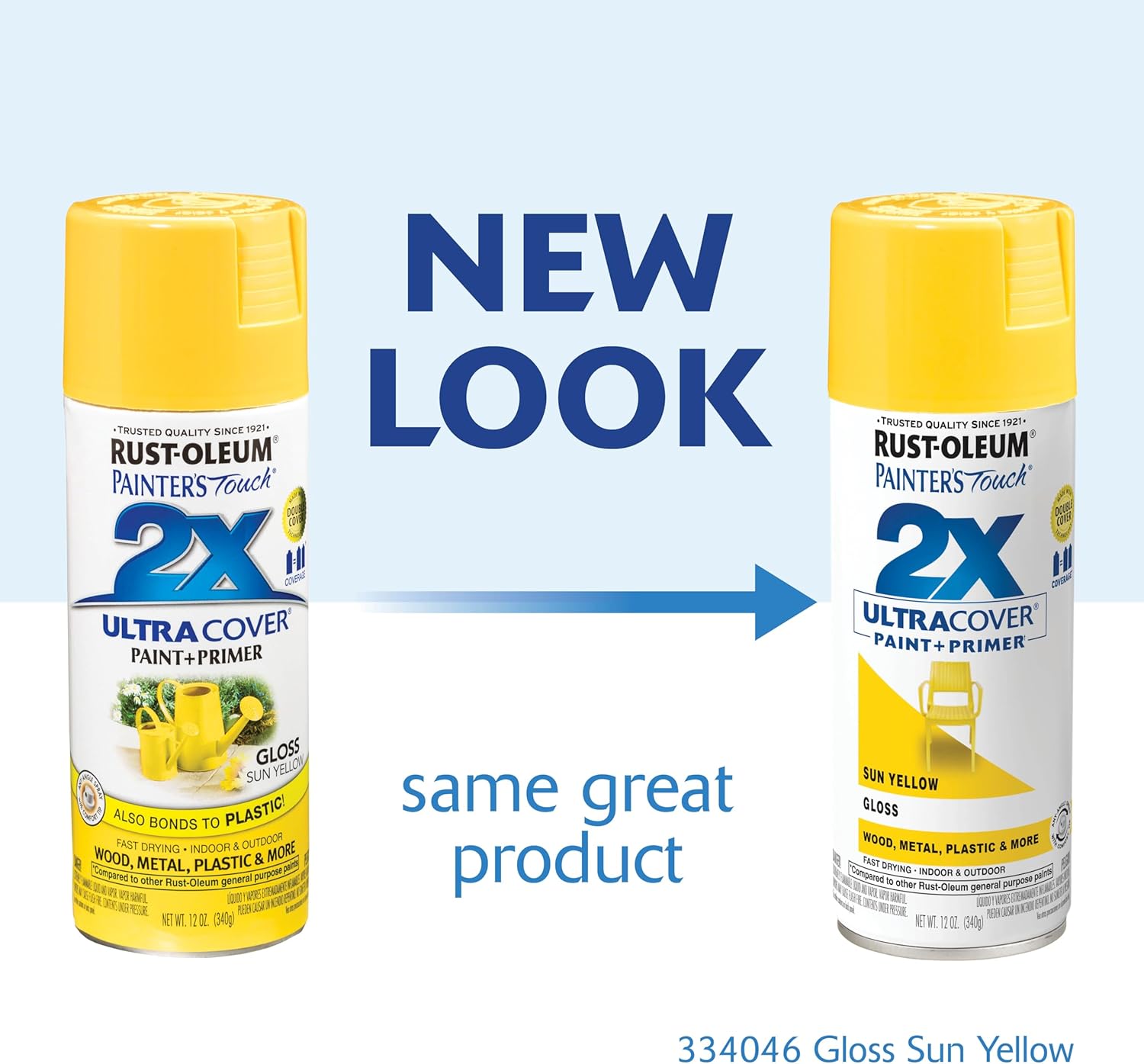 RUST-OLEUM Rust-Oleum 334046 Painter's Touch 2X Ultra Cover Spray Paint, 12 Ounce, Gloss Sun Yellow