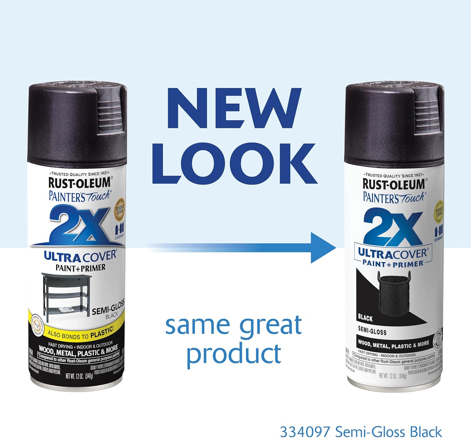 RUST-OLEUM Rust-Oleum 334097 Painter's Touch 2X Ultra Cover Spray Paint 12 oz Semi-Gloss Black
