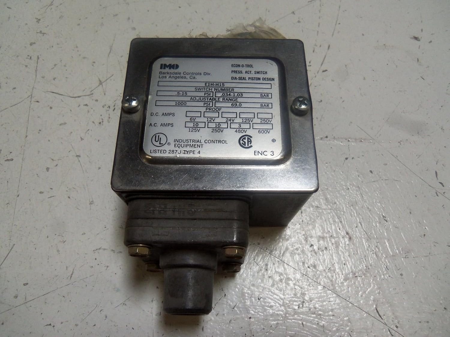BARKSDALE E1H-H15 TEMPERATURE CONTROLS