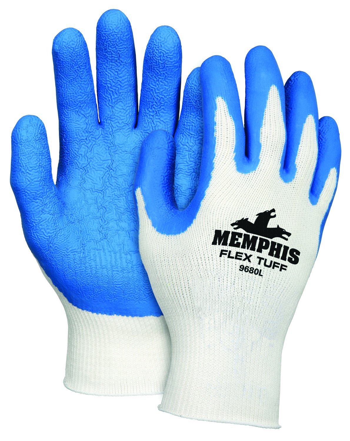 MCR SAFETY MCR Safety 9680M FlexTuff Cotton/Polyester Shell, Blue/White, Medium, 12 Pair