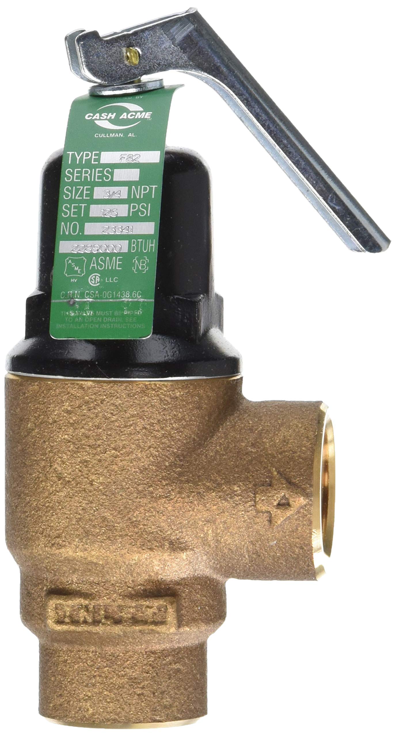 CASH-ACME Cash Acme 23341-0125 F-82 Relief Valve 125 PSI 3/4 in. Replacement MPN