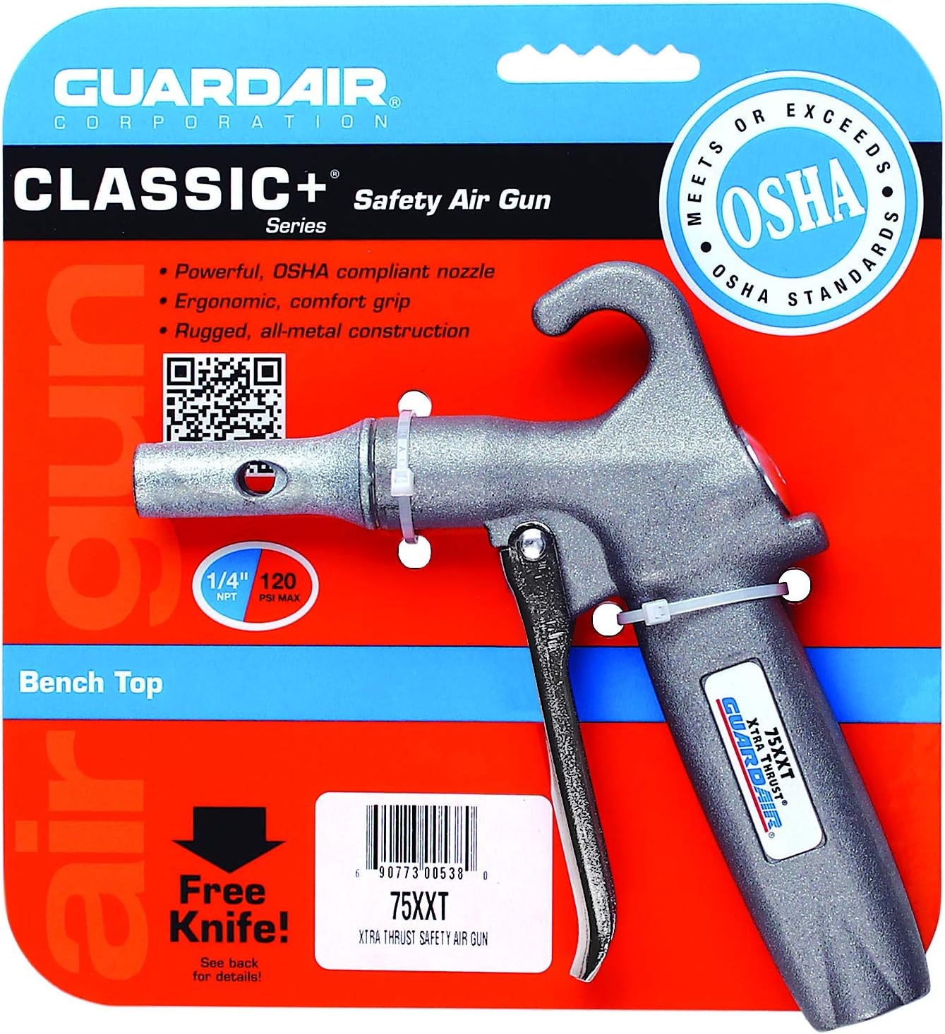 GUARDAIR Guardair 75XXT Xtra Thrust Safety Air Blow Gun Venturi Alloy Nozzle with Aluminum Body