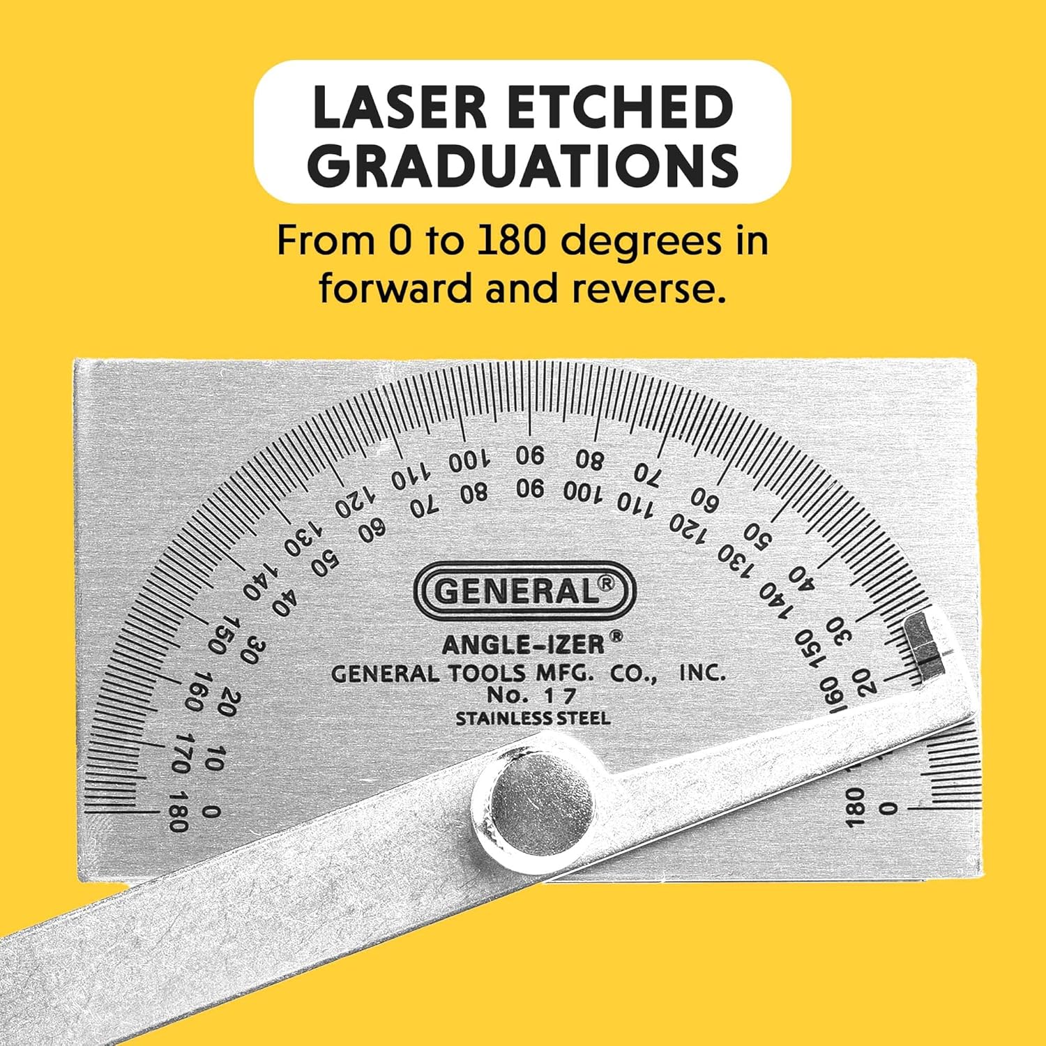 GENERAL TOOLS General Tools 17 Angle Protractor Stainless Steel Square Head - Pack of 1