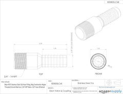 Dixon RST5 Stainless Steel 316 Hose Fitting King Combination Nipple Threaded End with No Knurl 3/4 NPT Male x 3/4 Hose ID Barbed