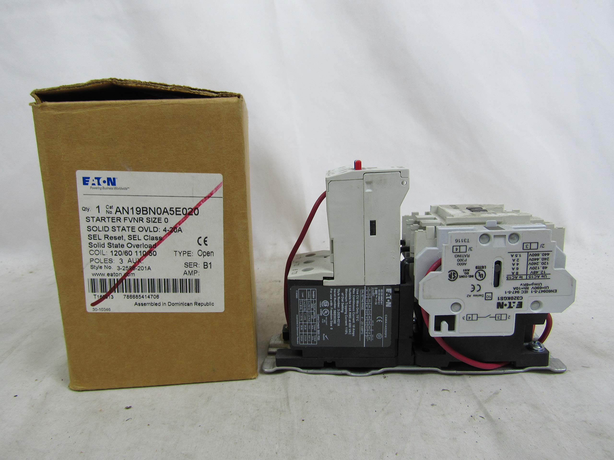 EATON Eaton AN19BN0A5E020 NEMA 2 Non-Reversing Starter 480/600 Volt 18 Amp 5 Hp 1/3-Phase 3-Pole