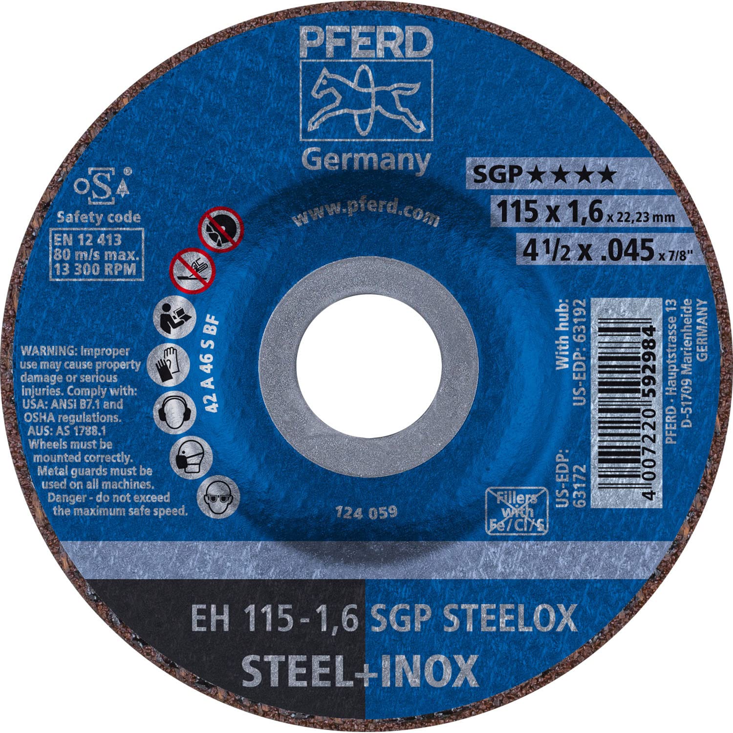 PFERD 63172 GRINDING & CUT OFF WHEELS