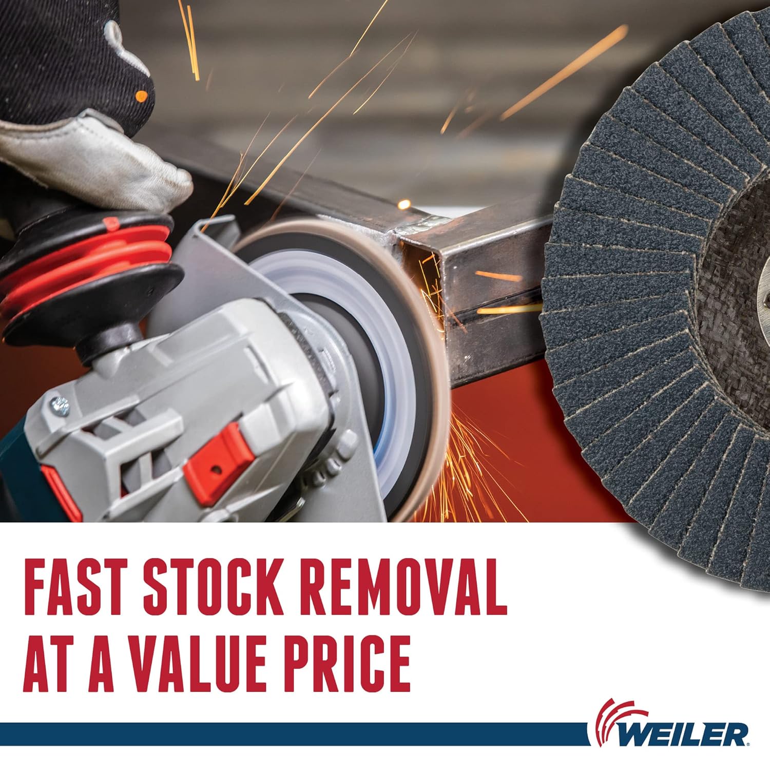 WEILER Weiler 31339 Wolverine 4 in 5/8 Arbor Hole Abrasive Flap Disc 60 Grit Zirconia Alumina Bevel Type 29 Phenolic Backing Pack of 10