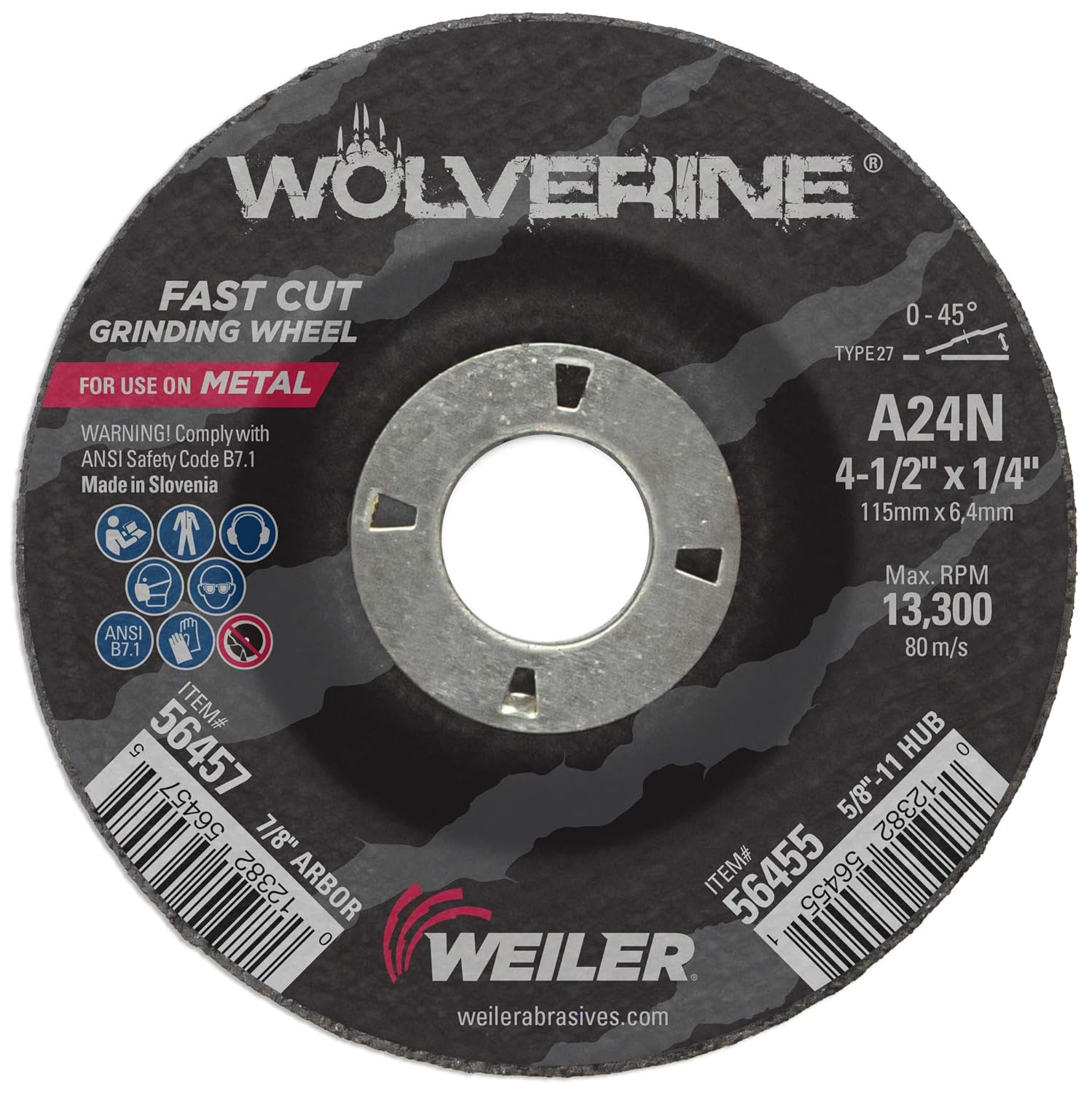 WEILER 56457 GRINDING & CUT OFF WHEELS