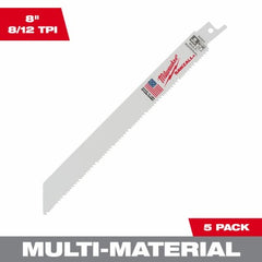 MILWAUKEE Milwaukee 48-00-5093 8 in 8/12T Bi-metal Recip Blade 5 Pack