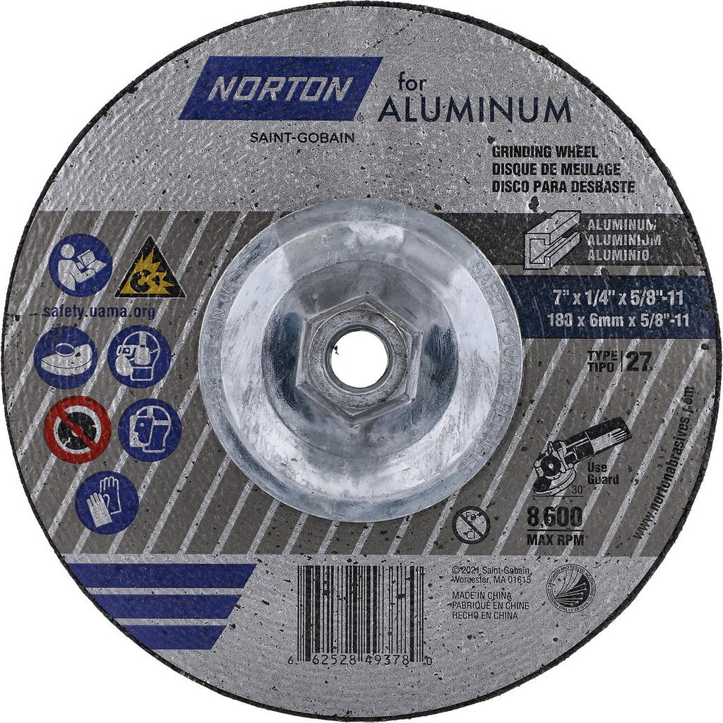 NORTON Norton 66252849378 7 Inch Type 27 Grinding Wheel 20 Grit