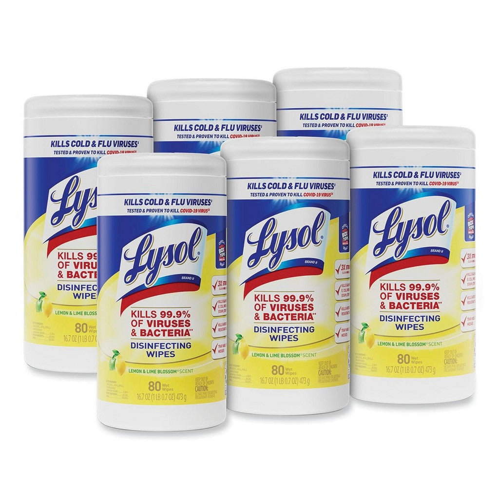 RECKITT Lysol RAC77182CT Disinfecting Wipes 80ct 6 Canisters