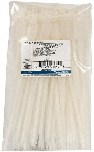 THOMAS & BETTS Thomas Betts L-7-50ID-9-C Standard Cable Tie 50 Lb