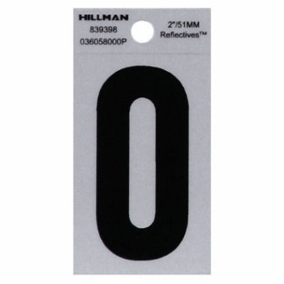 HILLMAN Hillman Fasteners 839398 Reflective Vinyl Number 0 2in Black