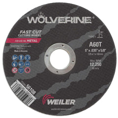 WEILER Weiler 56108 Type 1 Cutoff Wheel 5 in Aluminum Oxide 60 Grit
