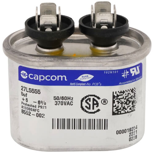 BARD Bard HVAC 8552-002BX 5MFD 370V Oval Run Capacitor