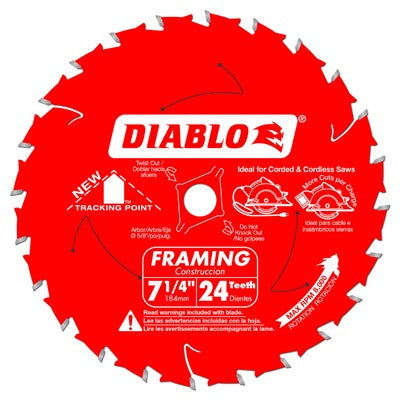 DIABLO Freud D0724X3 Framing Saw Blade 7.25 in 24T 3 Pack