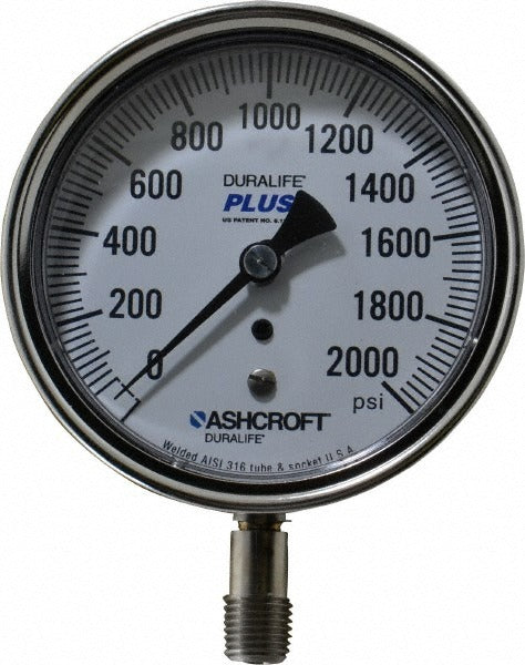 ASHCROFT Ashcroft 94241XLL Pressure Gauge 0-2000 Psi 3.5 in Lower Mount