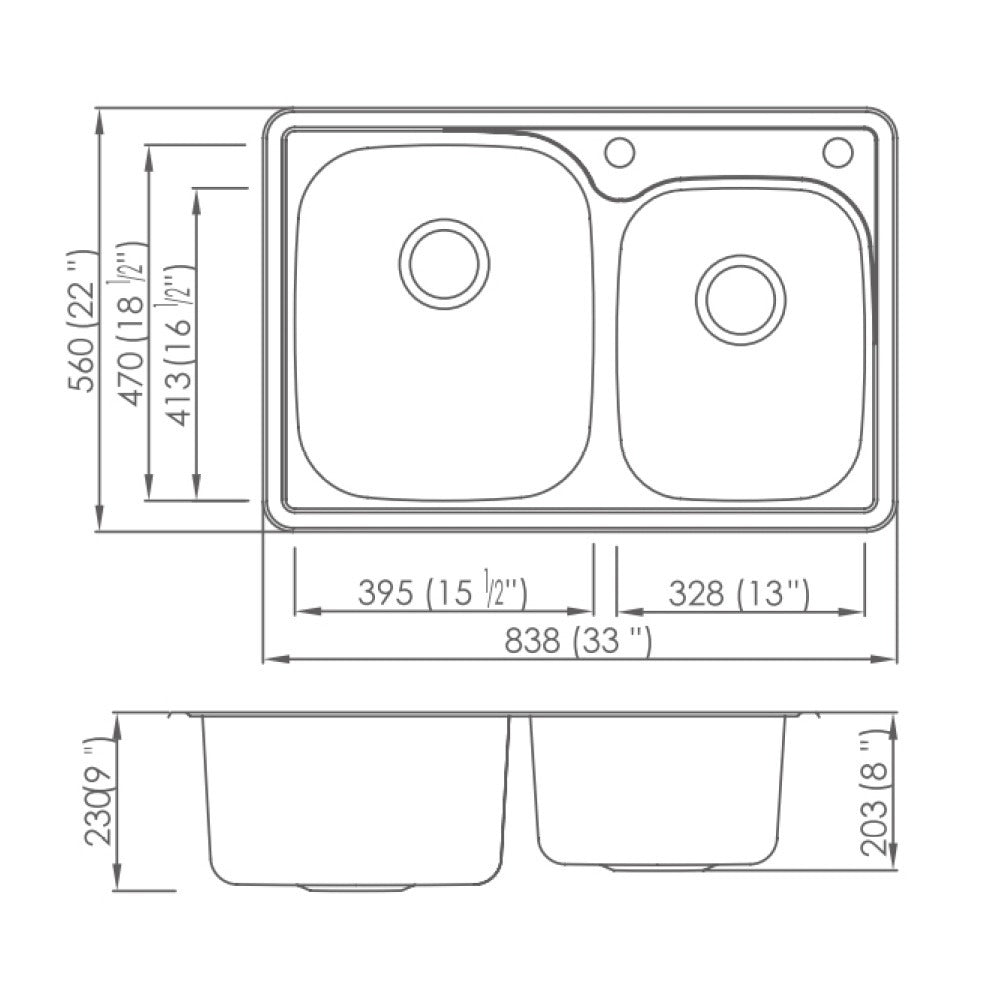 DAKOTA Dakota Plumbing Products GSR-20-TM6040-3 Kitchen Sink
