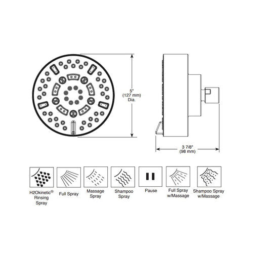 BRIZO Brizo 87292-PN-2.5 Linear Round H2Okinetic Multi-Function Wall Mount Shower Head 2.5 GPM (5 in)